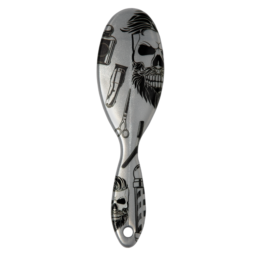 Men Line Skull Oval Hair Brush - Assorted Colors