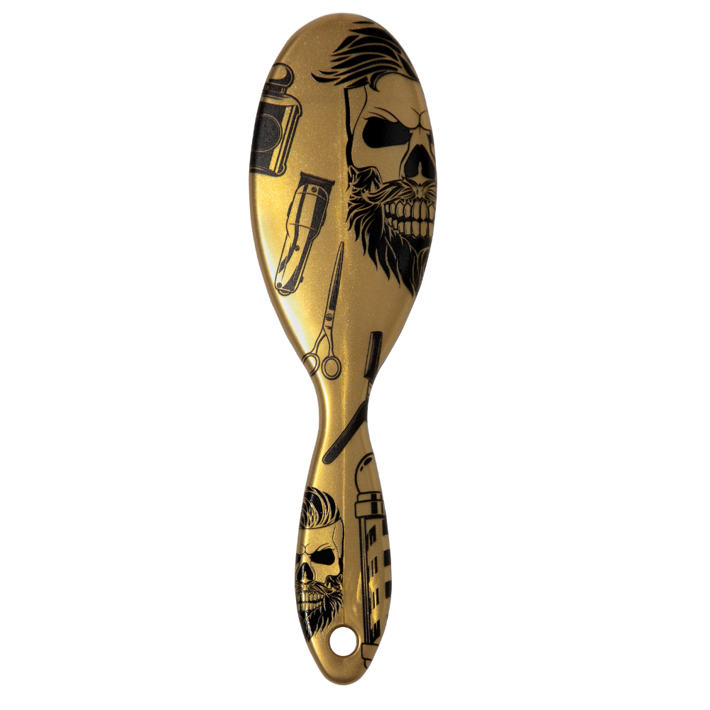 Men Line Skull Oval Hair Brush - Assorted Colors