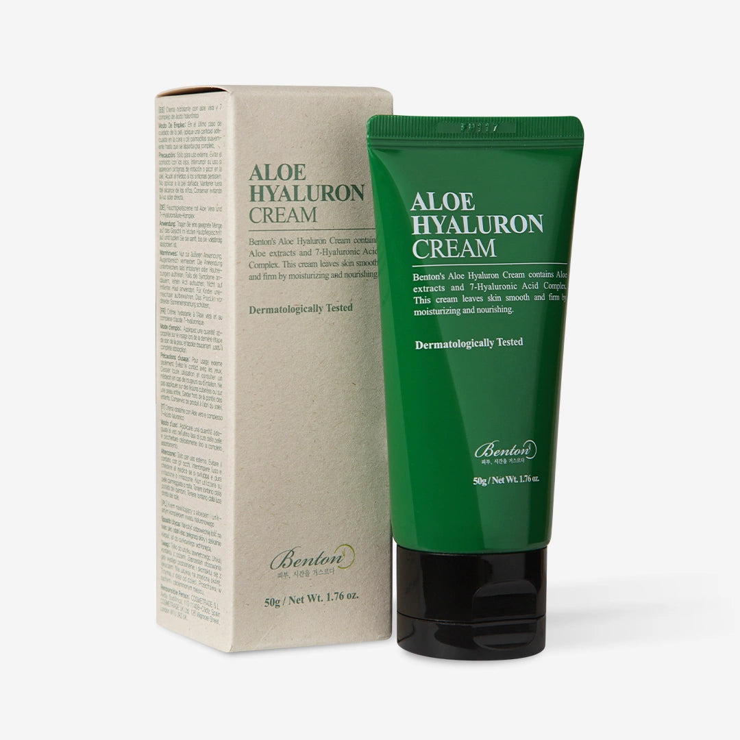 Krem Benton Aloe Hyaluron nga BASSKO – hidraton thellë, qetëson dhe forcon elasticitetin e lëkurës.