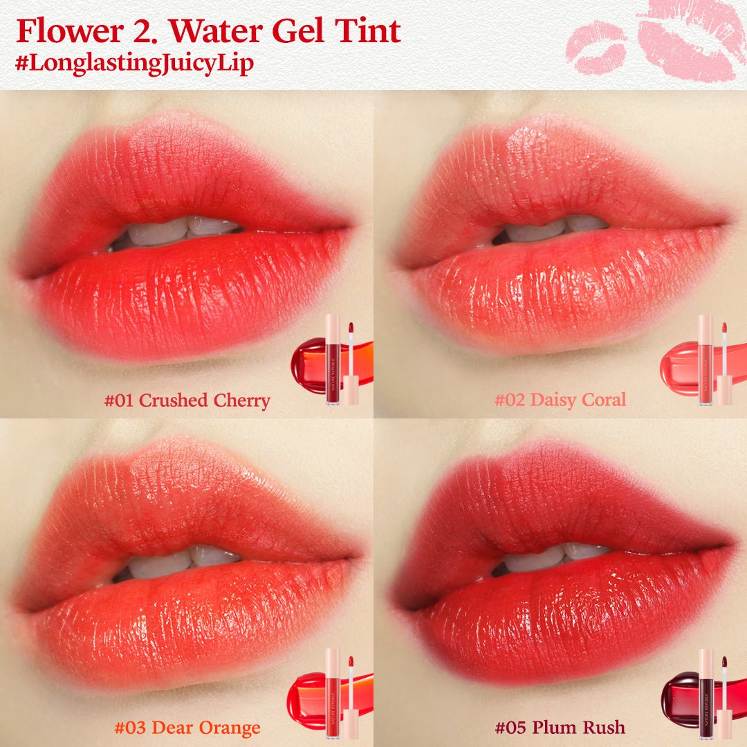 Nature Republic By Flower Water Gel Tint – lip tint me ngjyrë të freskët dhe hidratim natyral nga Bassko.