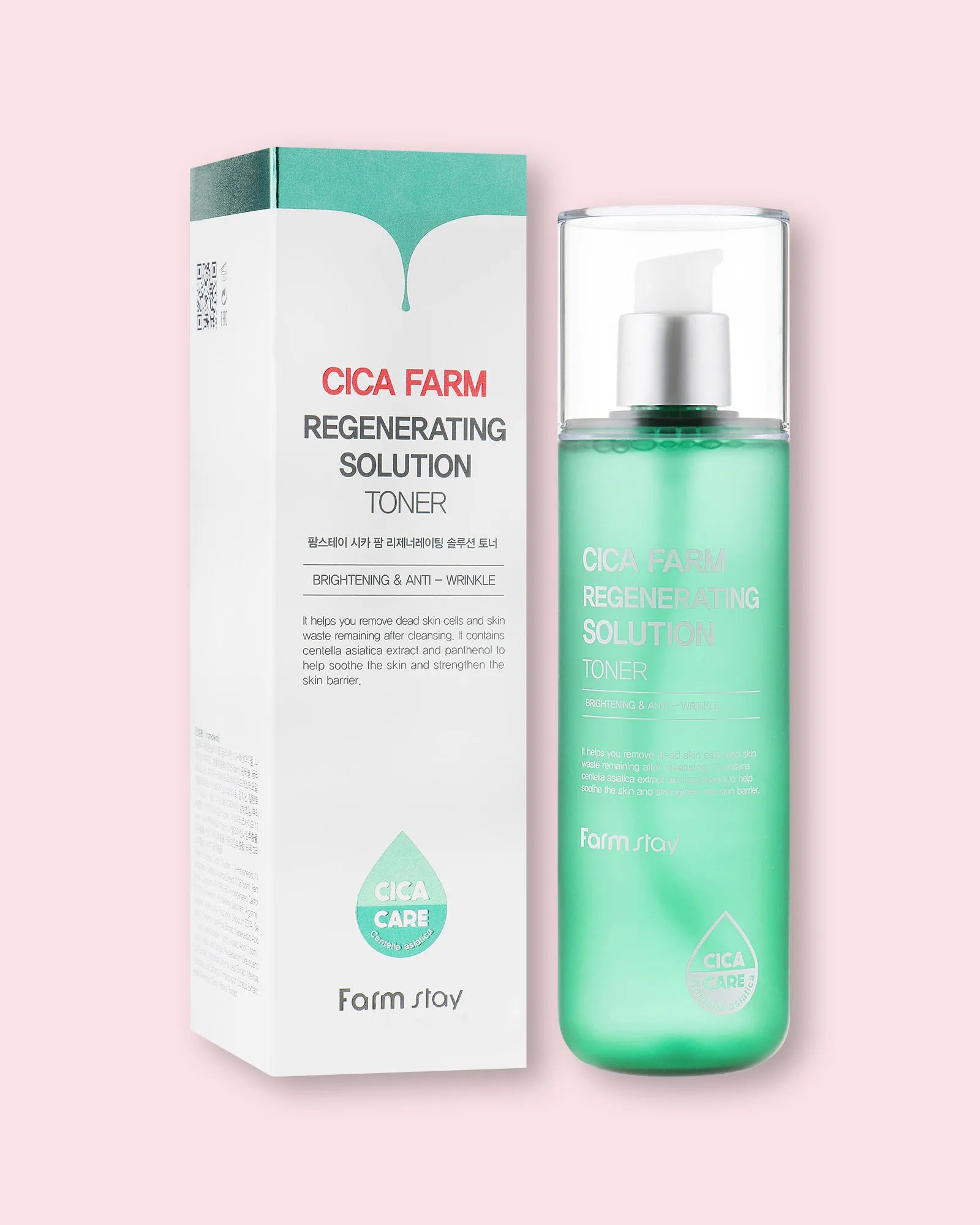 Toner Farmstay Cica Farm Regenerating Solution nga BASSKO – pastron butësisht, qetëson dhe përgatit lëkurën për kujdesin e mëtejshëm.