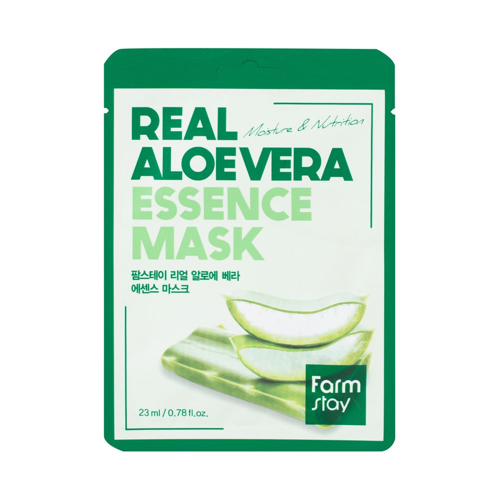 Maskë fytyre Farmstay Real Aloe Vera Essence nga BASSKO – hidraton, qetëson dhe freskon lëkurën për një ndjesi relaksi.