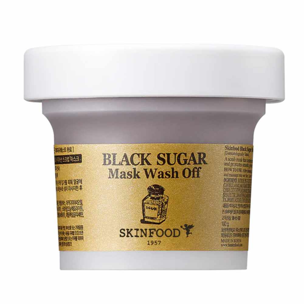 Skinfood Black Sugar Mask Wash Off – maskë eksfoliuese me sheqer të zi për lëkurë të butë dhe të ndritshme nga Bassko.