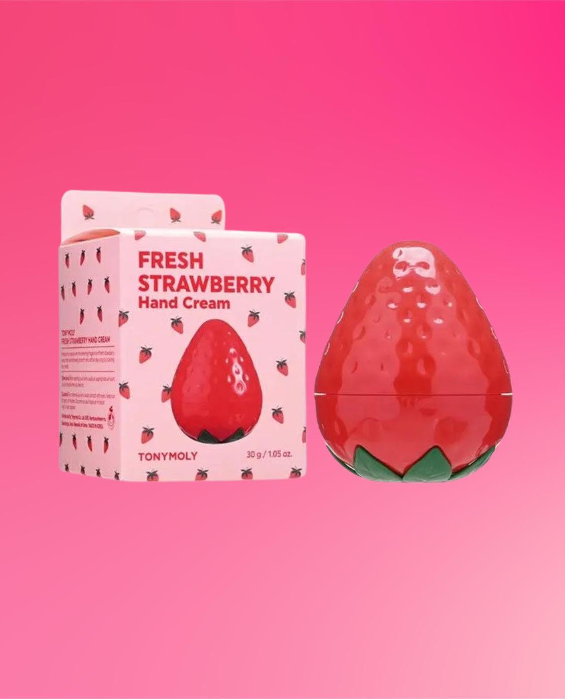 TONYMOLY Fresh Strawberry Hand Cream – krem duarsh aromatik dhe hidratues me luleshtrydhe të freskëta nga Bassko.
