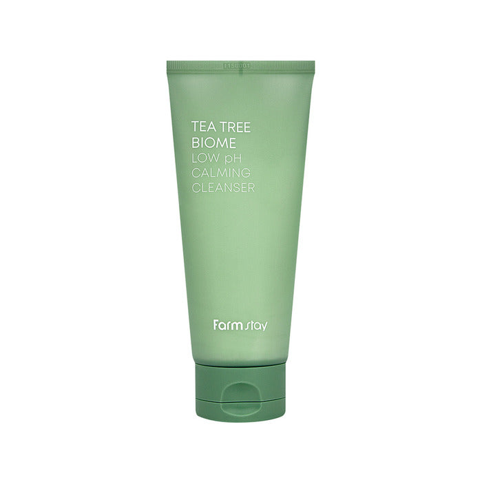 Farmstay Tea Tree Biome Low pH Calming Cleanser – pastrues i butë me pH të ulët dhe tea tree për qetësim të lëkurës nga Bassko.
